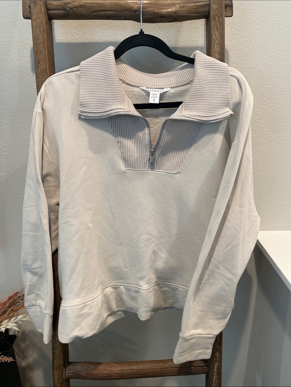 Athleta Casual Quarter-Zip Pullover Sweater - Beige